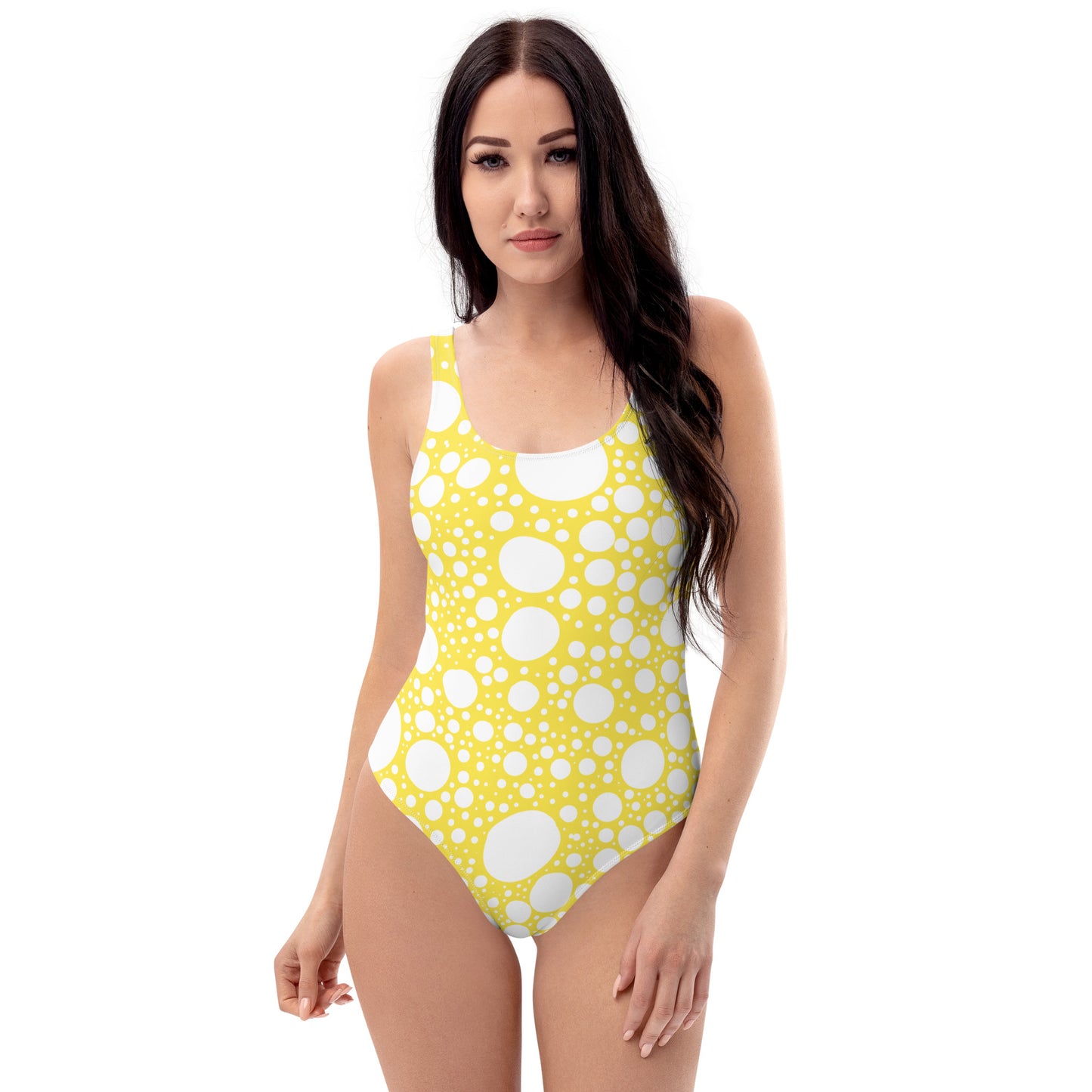 Blanca Ink Spots on Lemon One-Piece Swimsuit