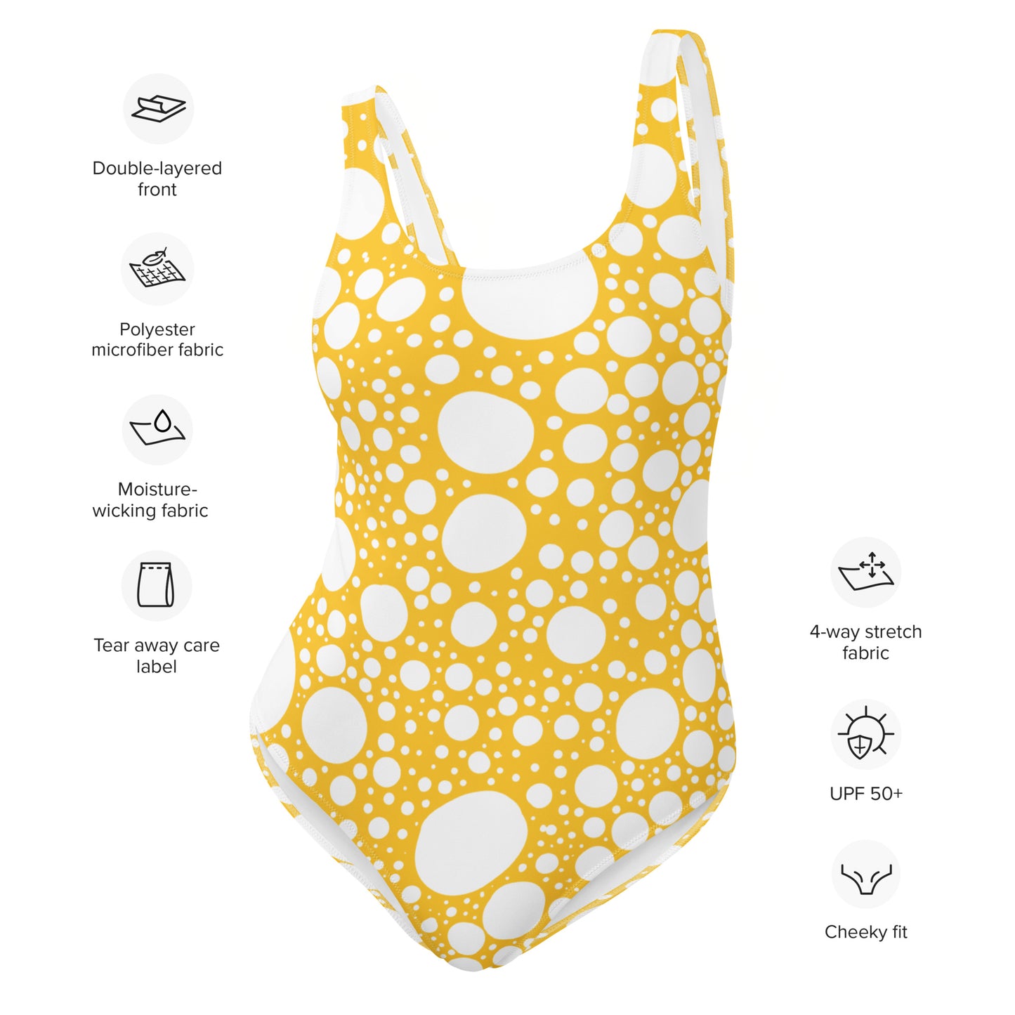 Blanca Ink Spots on Mustard One-Piece Swimsuit