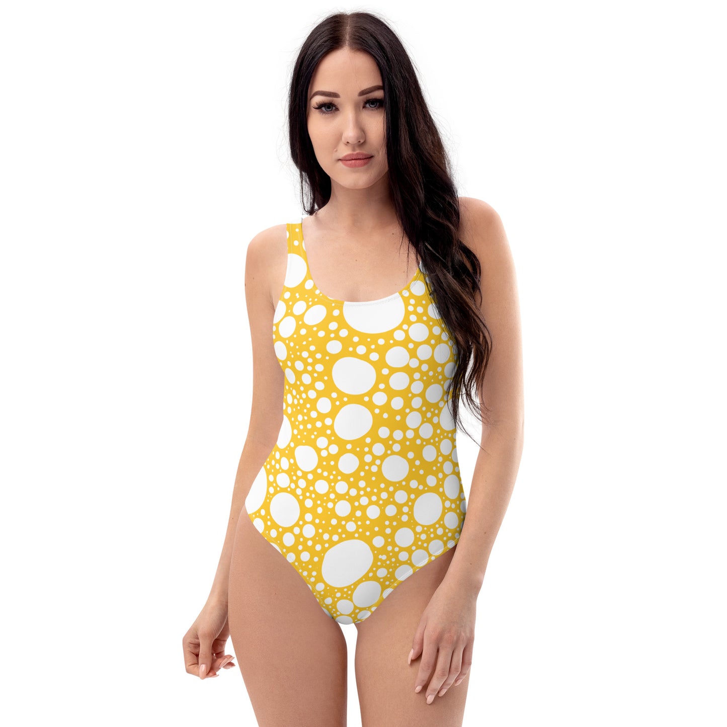 Blanca Ink Spots on Mustard One-Piece Swimsuit