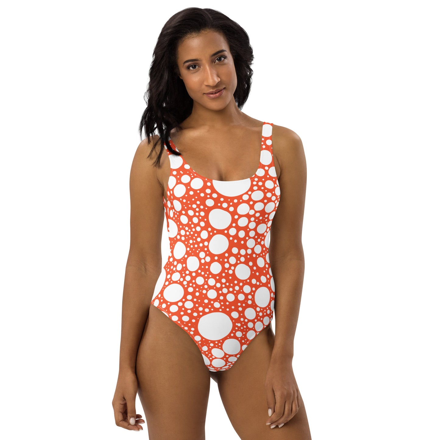 Blanca Ink Spots on Orange One-Piece Swimsuit