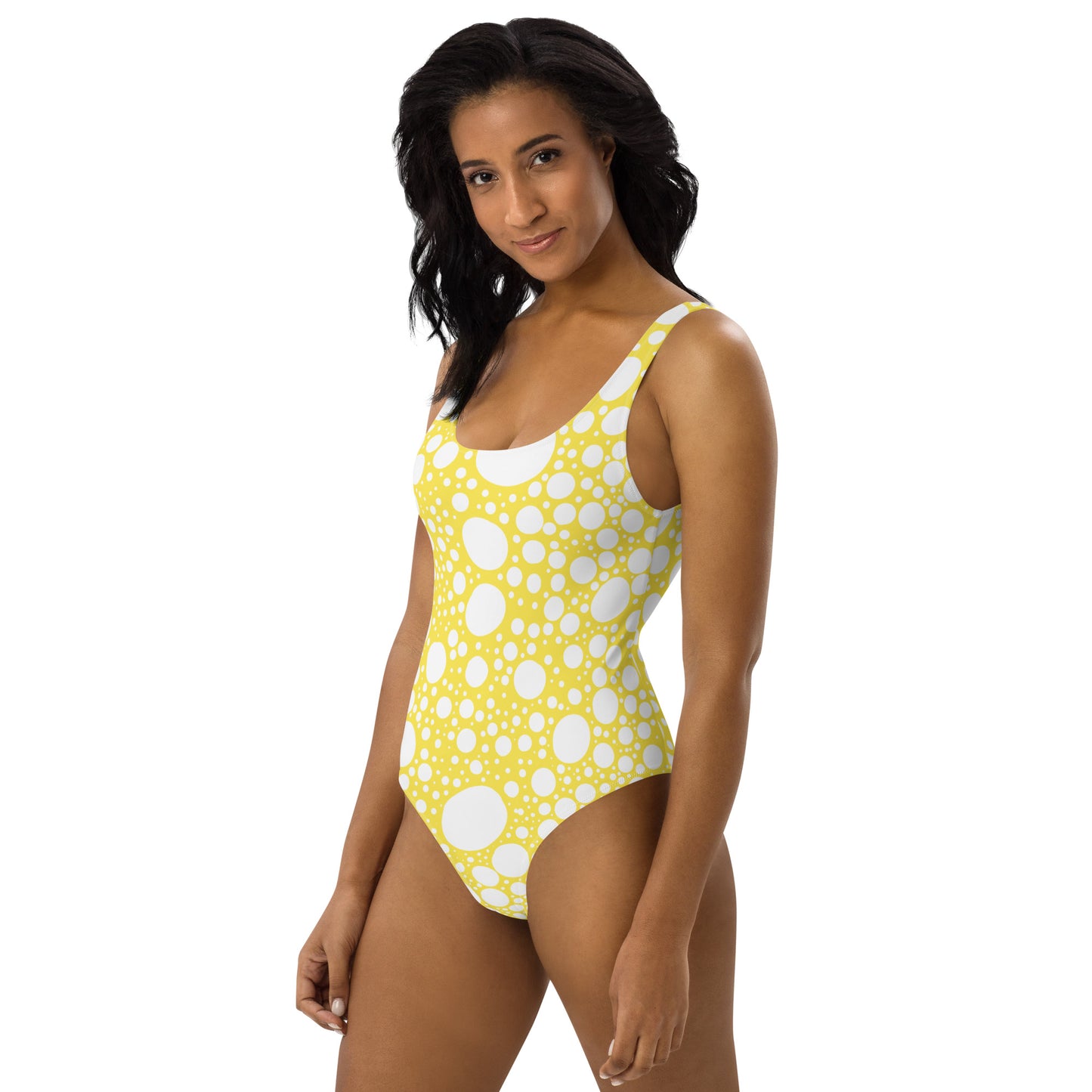 Blanca Ink Spots on Lemon One-Piece Swimsuit