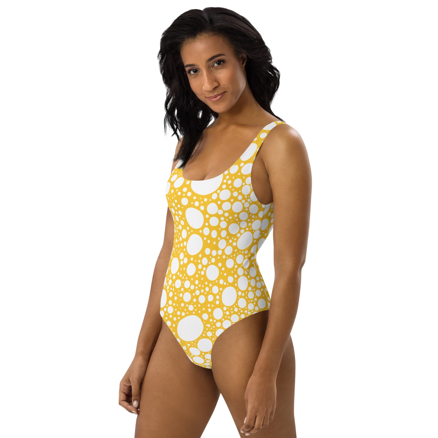 Blanca Ink Spots on Mustard One-Piece Swimsuit