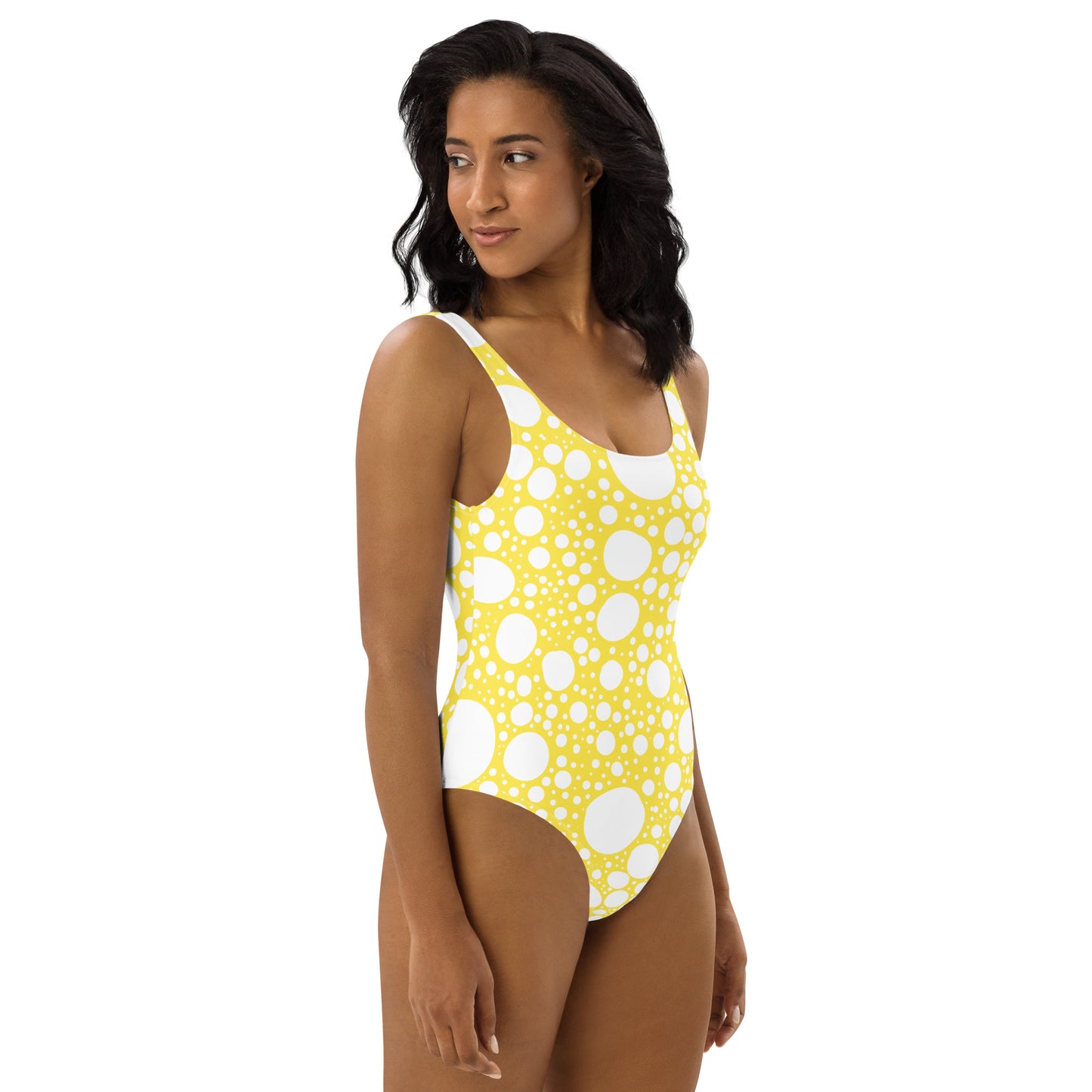 Blanca Ink Spots on Lemon One-Piece Swimsuit