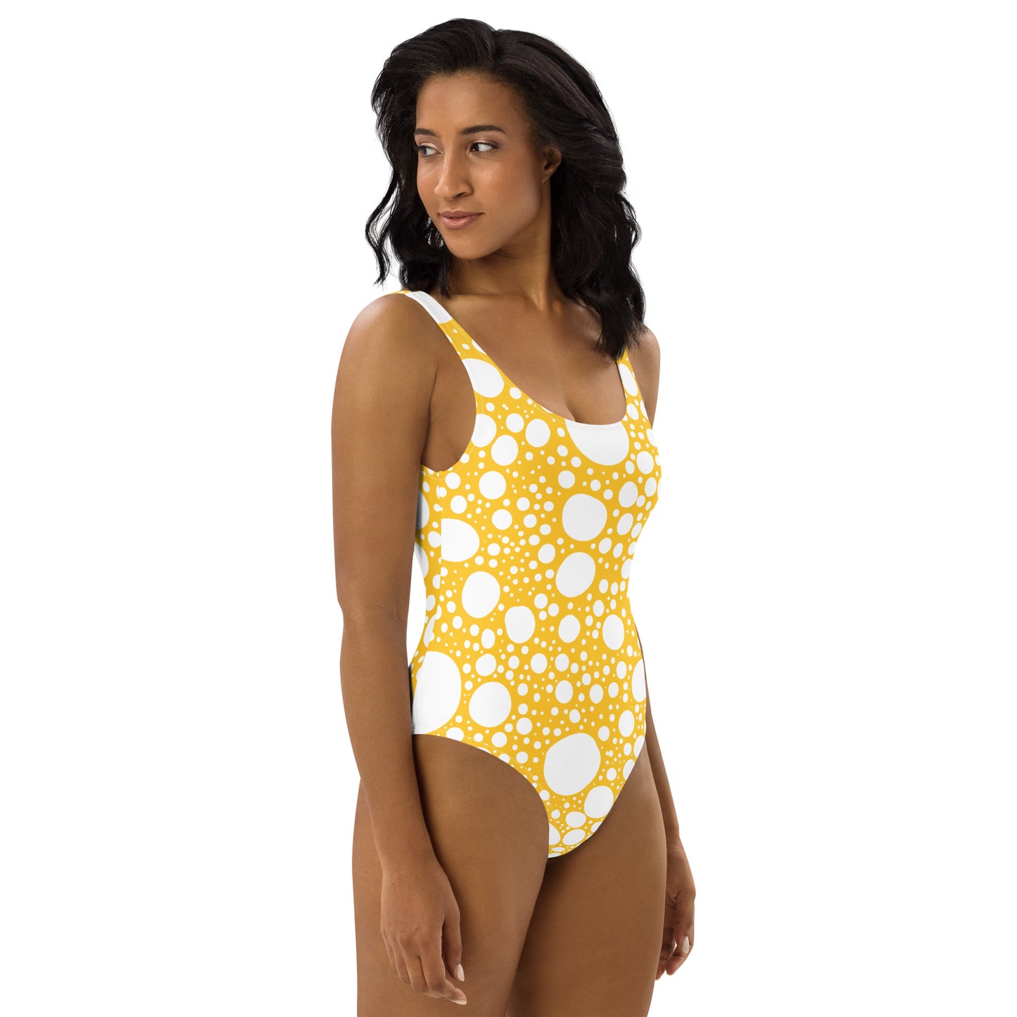 Blanca Ink Spots on Mustard One-Piece Swimsuit