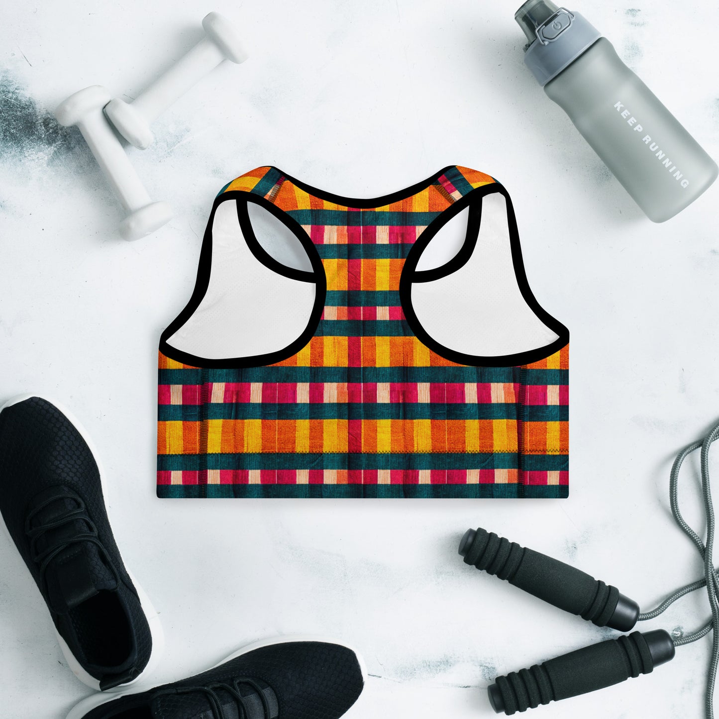 Tropical Fiesta Plaid Padded Sports Bra