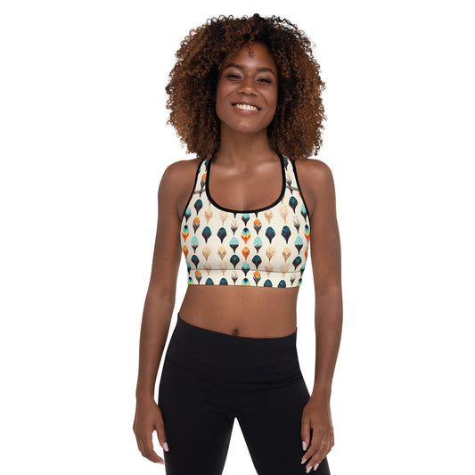 Colorful Plumes Padded Sports Bra