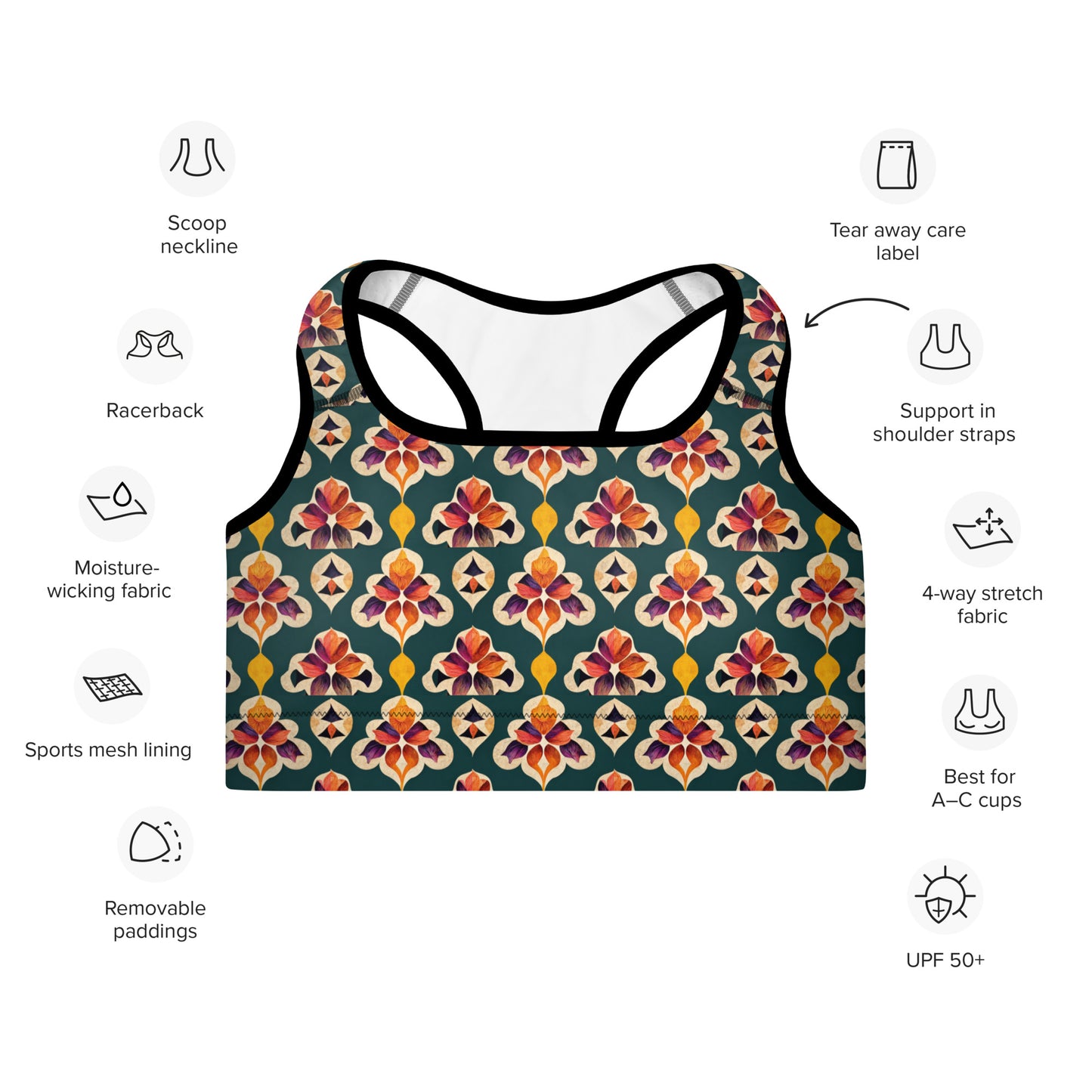 Ifrane’s Rainbow Blossoms Padded Sports Bra