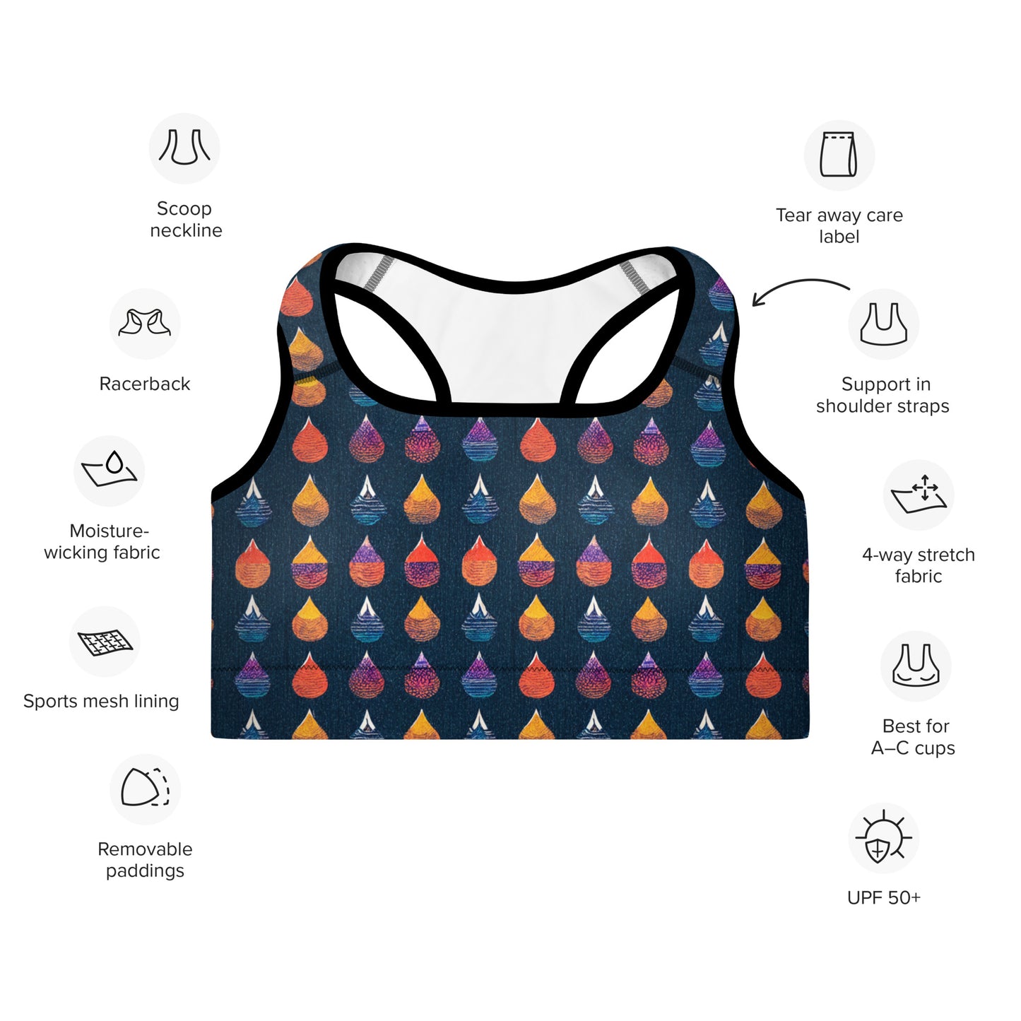 Prismatic Precipitation Padded Sports Bra