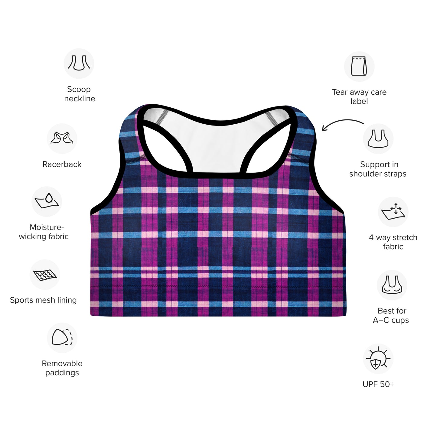 Royal Highlander Plaid Padded Sports Bra