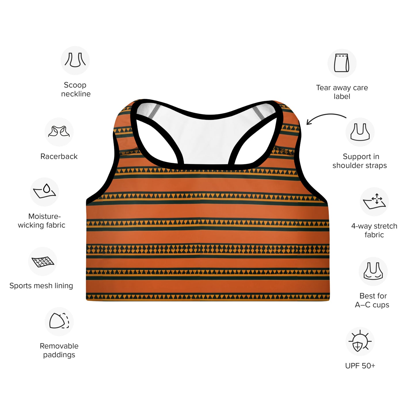 Timbuktu Tangerine Tapestry Padded Sports Bra