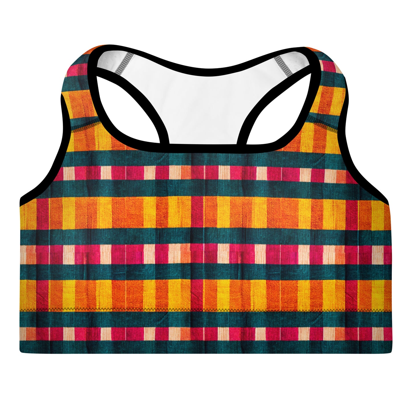 Tropical Fiesta Plaid Padded Sports Bra