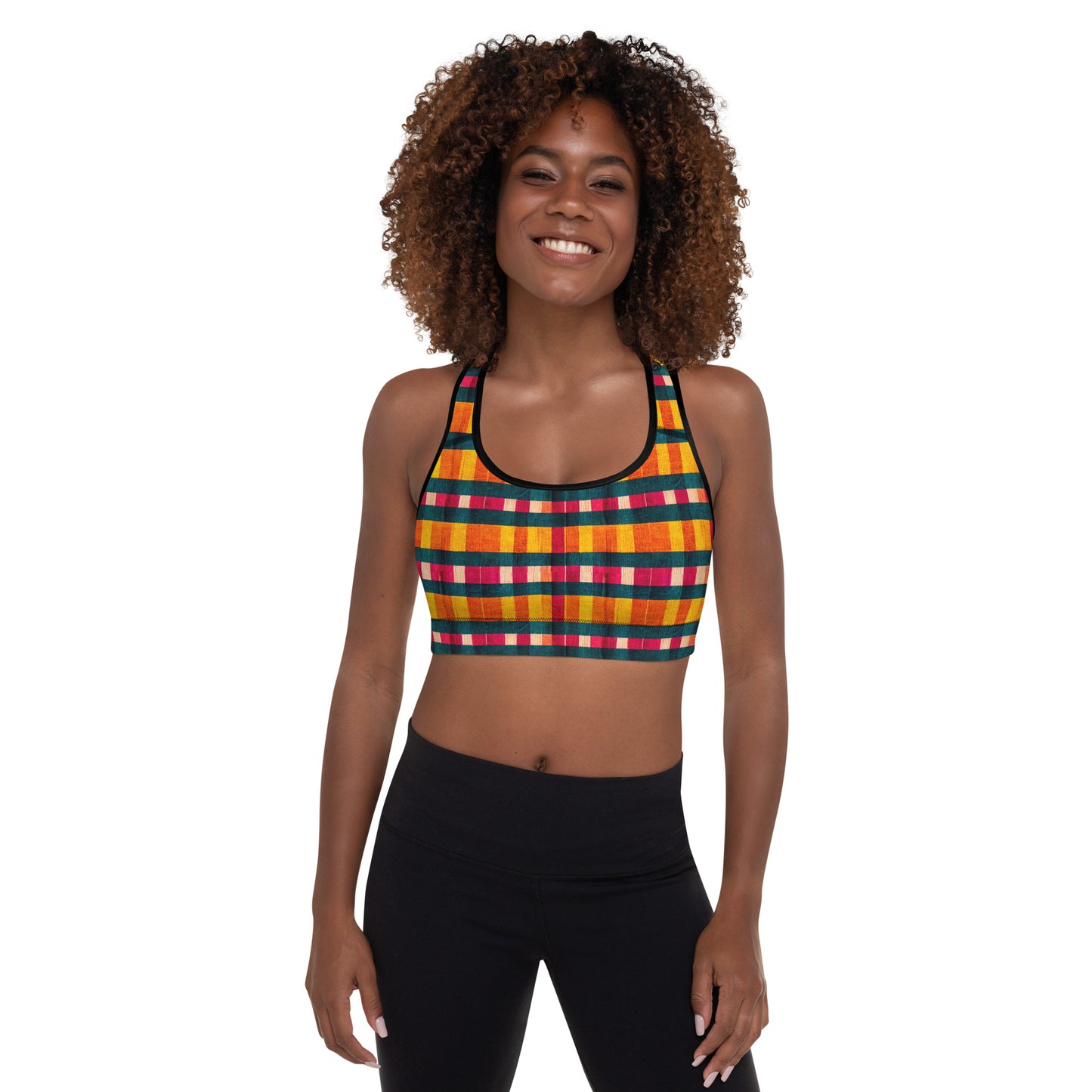 Tropical Fiesta Plaid Padded Sports Bra