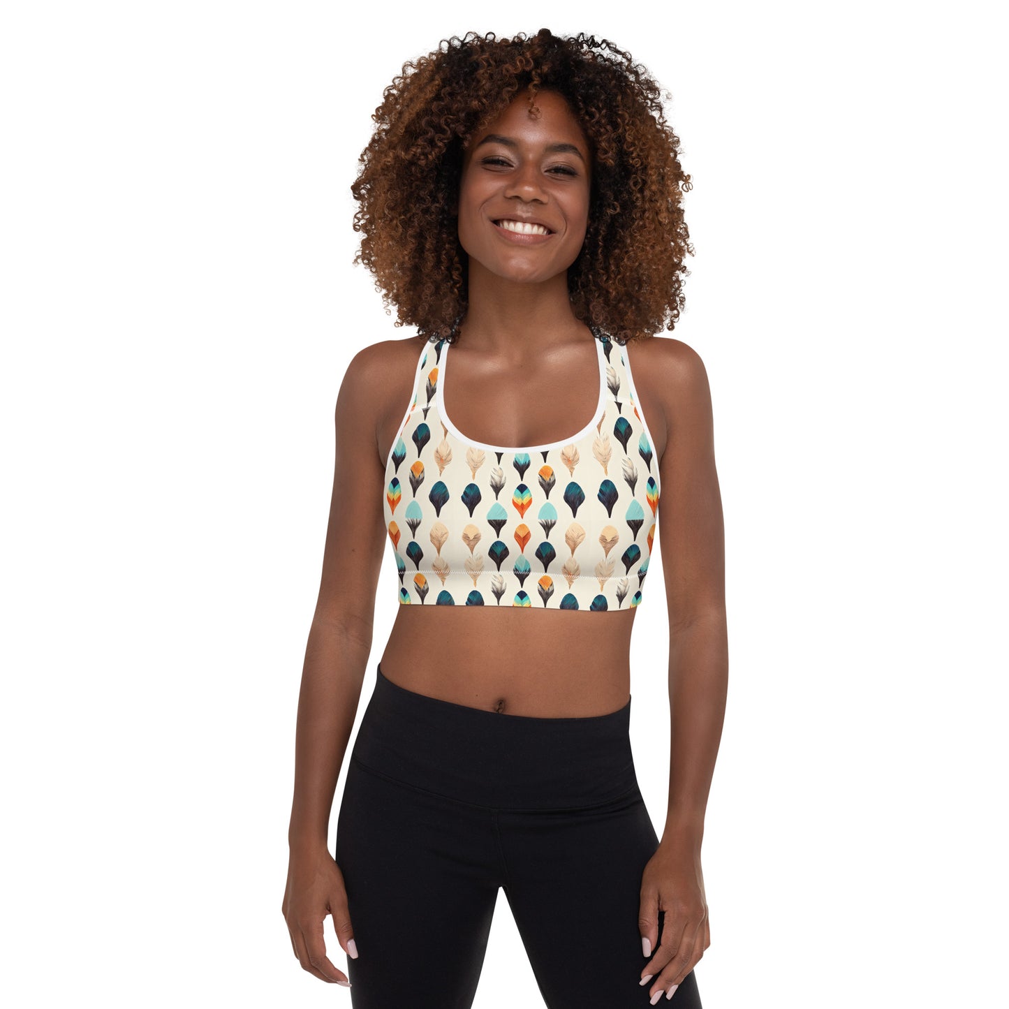 Colorful Plumes Padded Sports Bra