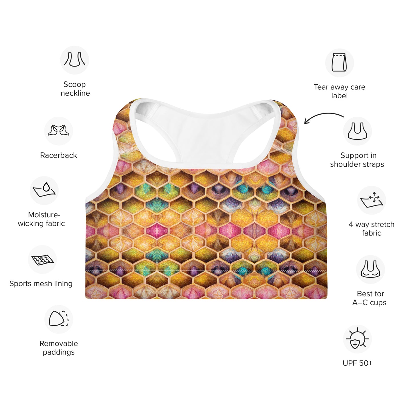 Rainbow Hive Radiance Padded Sports Bra