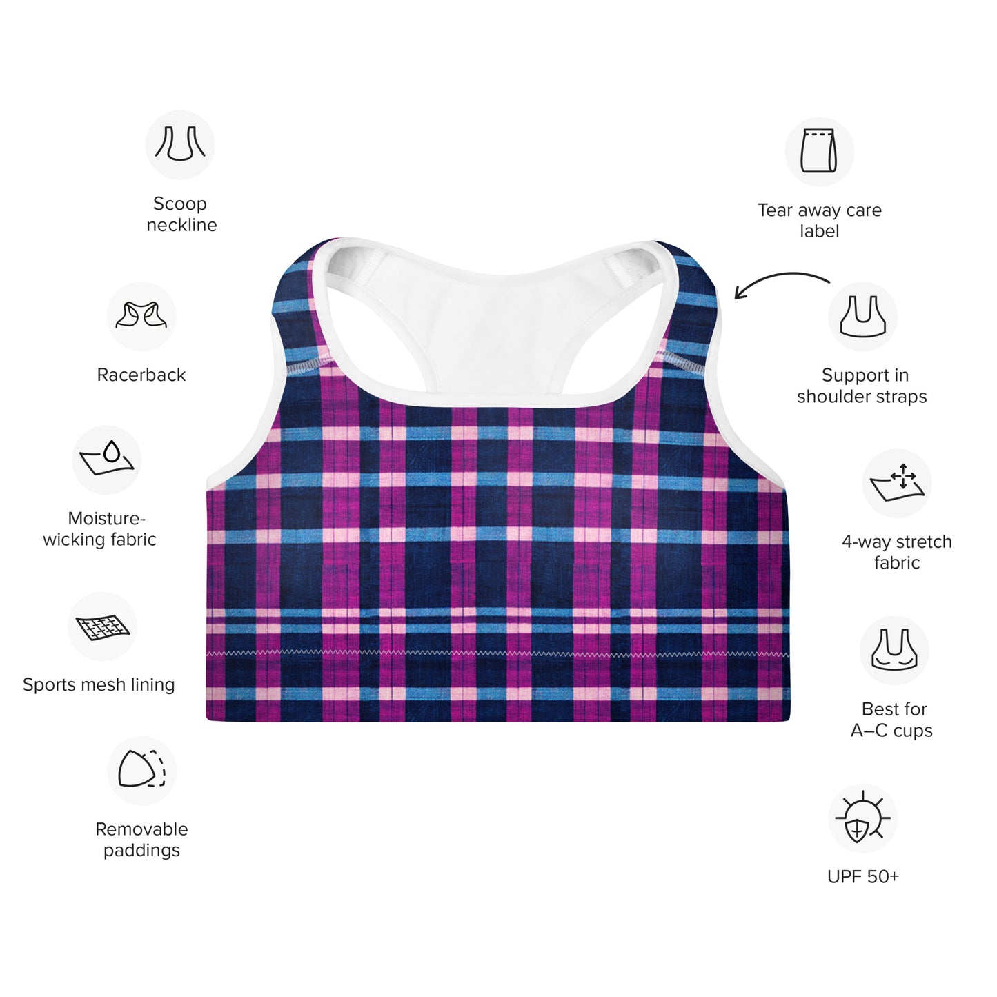 Royal Highlander Plaid Padded Sports Bra