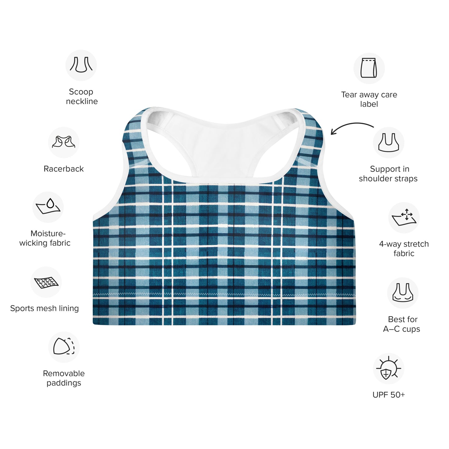 Scotsman’s Skyward Plaid Padded Sports Bra