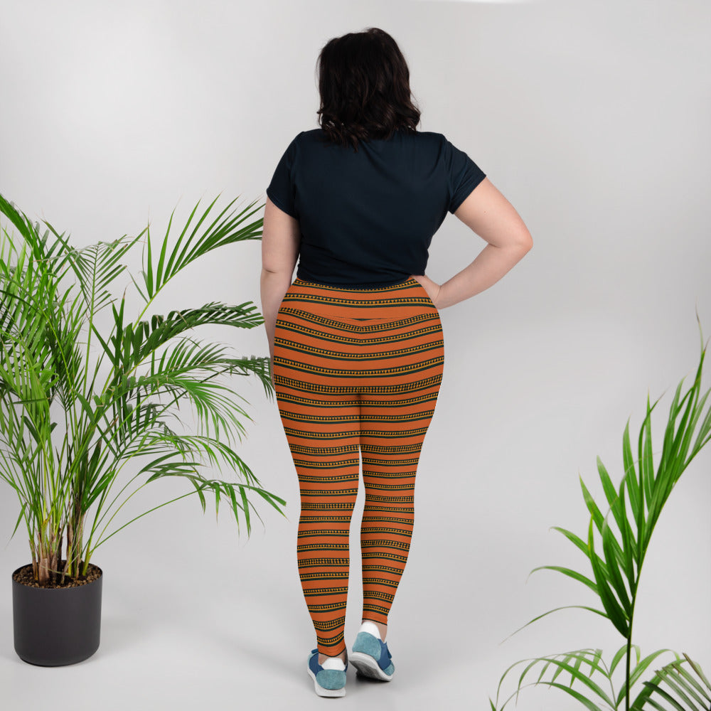 Timbuktu Tangerine Tapestry Plus Size Leggings