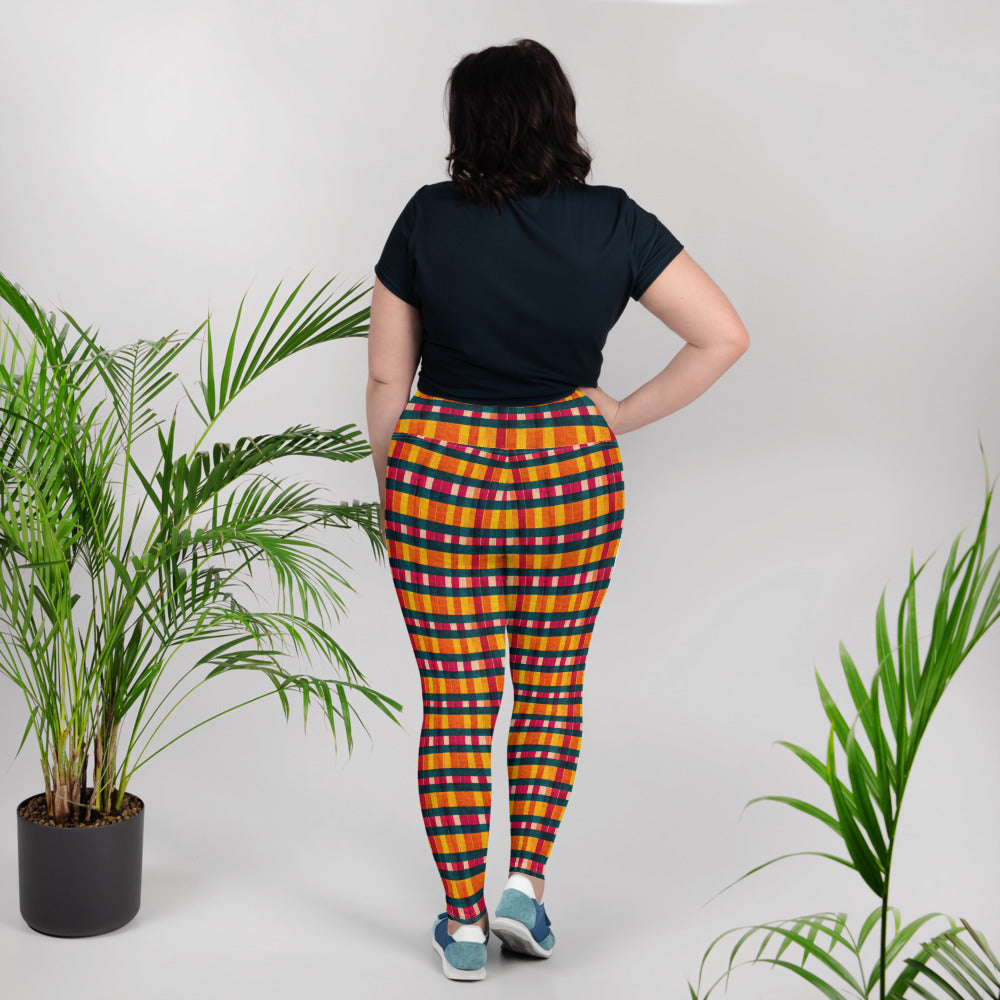 Tropical Fiesta Plaid Plus Size Leggings