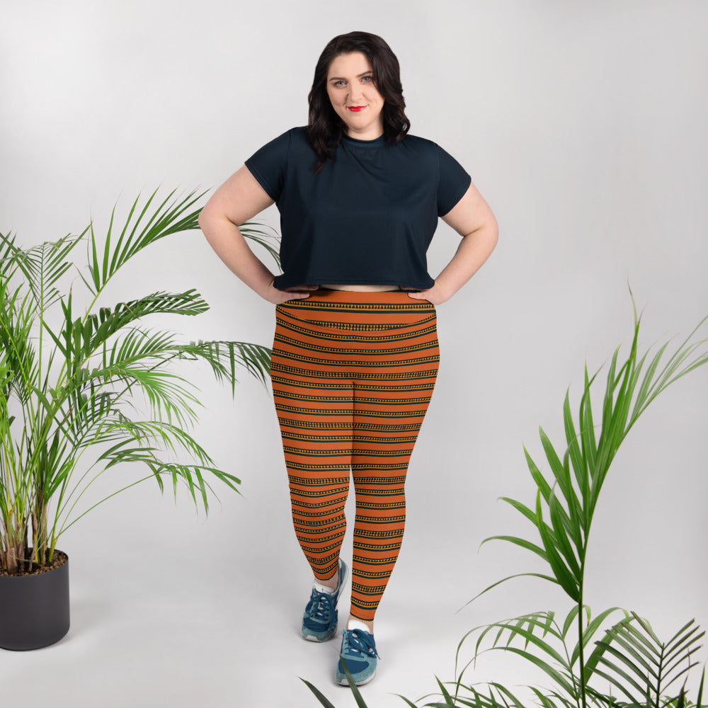 Timbuktu Tangerine Tapestry Plus Size Leggings