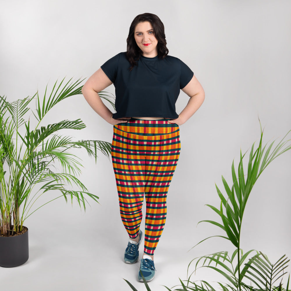 Tropical Fiesta Plaid Plus Size Leggings