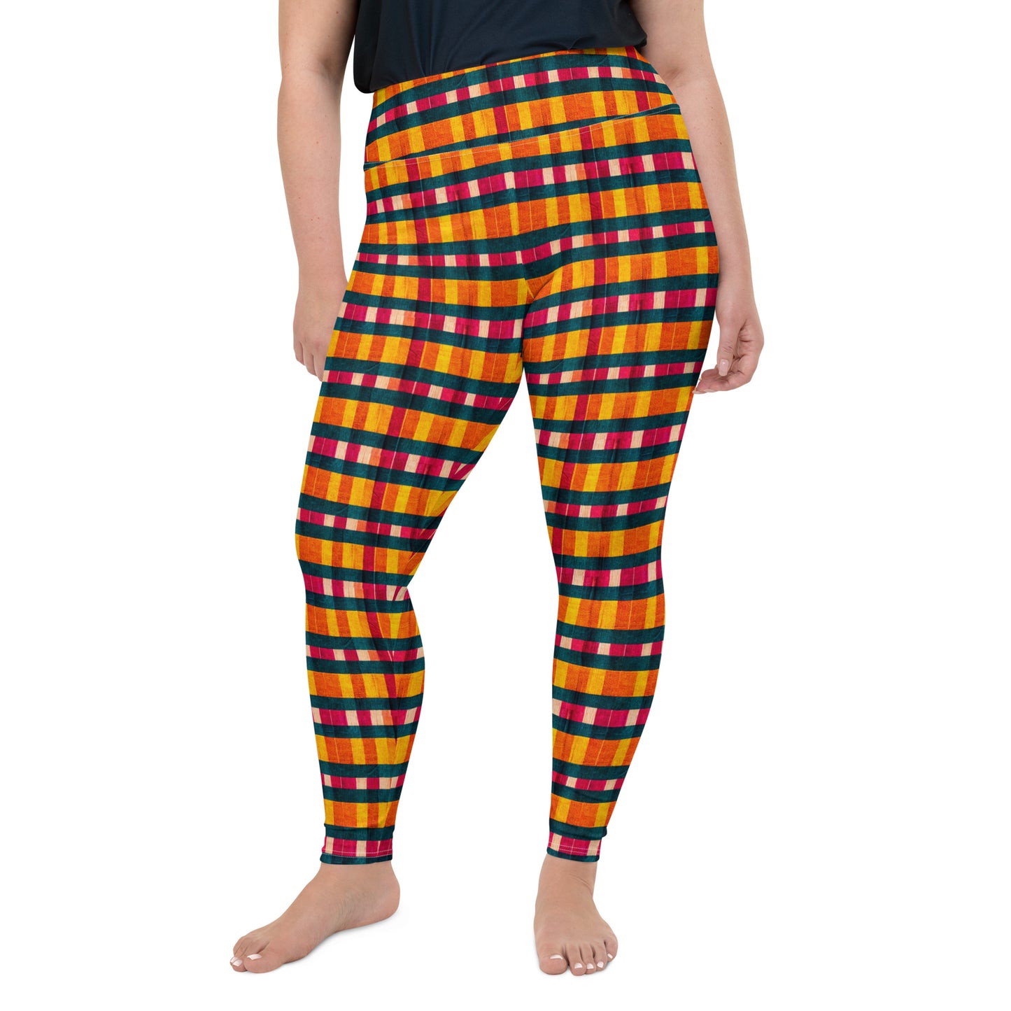 Tropical Fiesta Plaid Plus Size Leggings