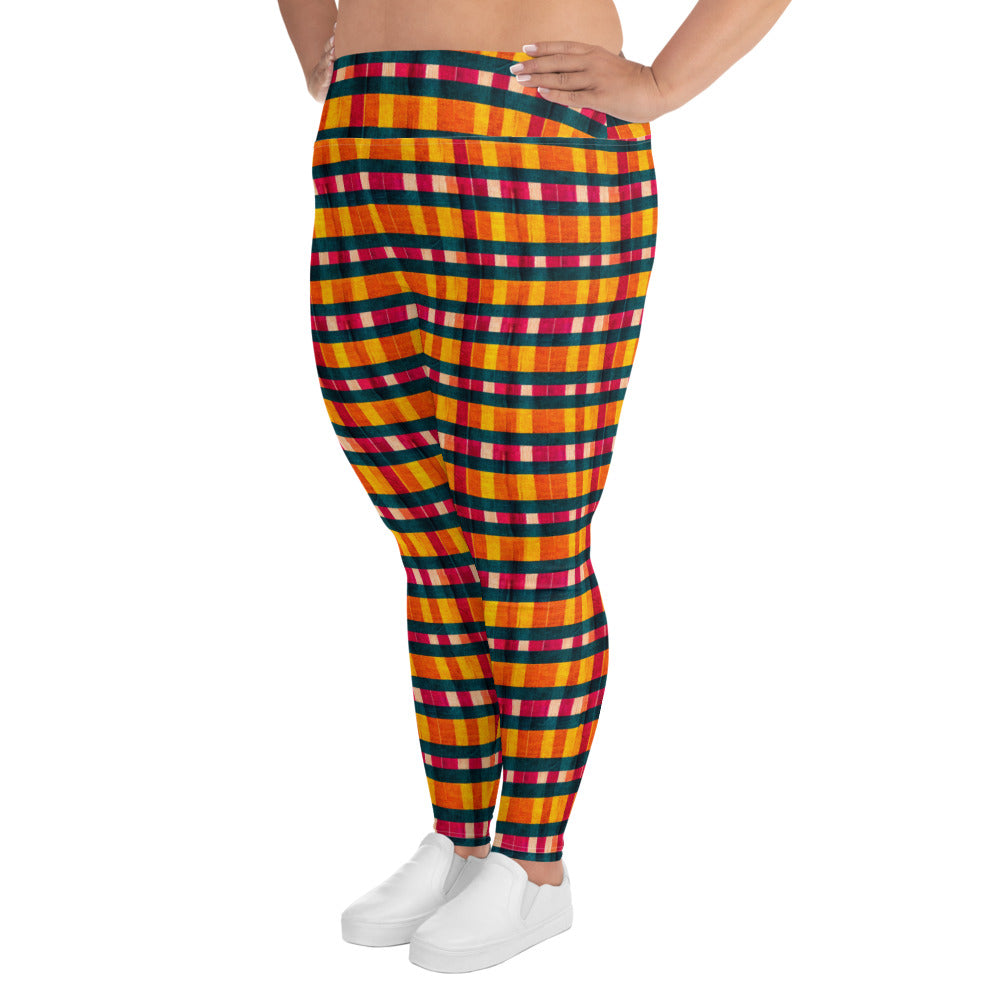 Tropical Fiesta Plaid Plus Size Leggings