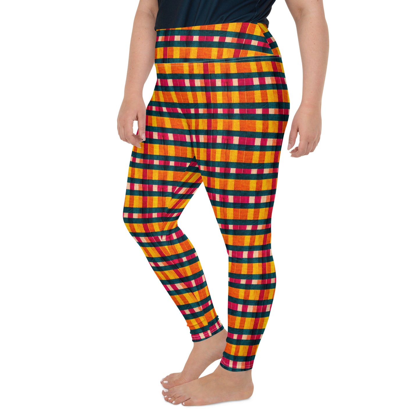 Tropical Fiesta Plaid Plus Size Leggings