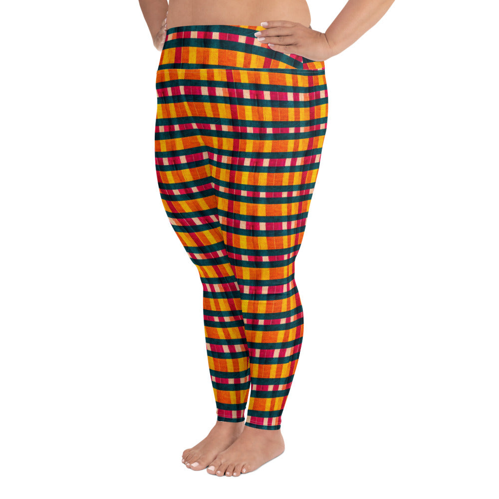 Tropical Fiesta Plaid Plus Size Leggings