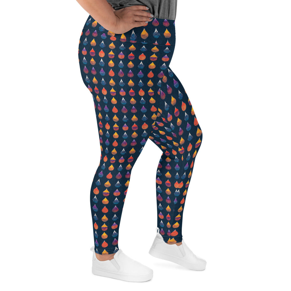 Prismatic Precipitation Plus Size Leggings