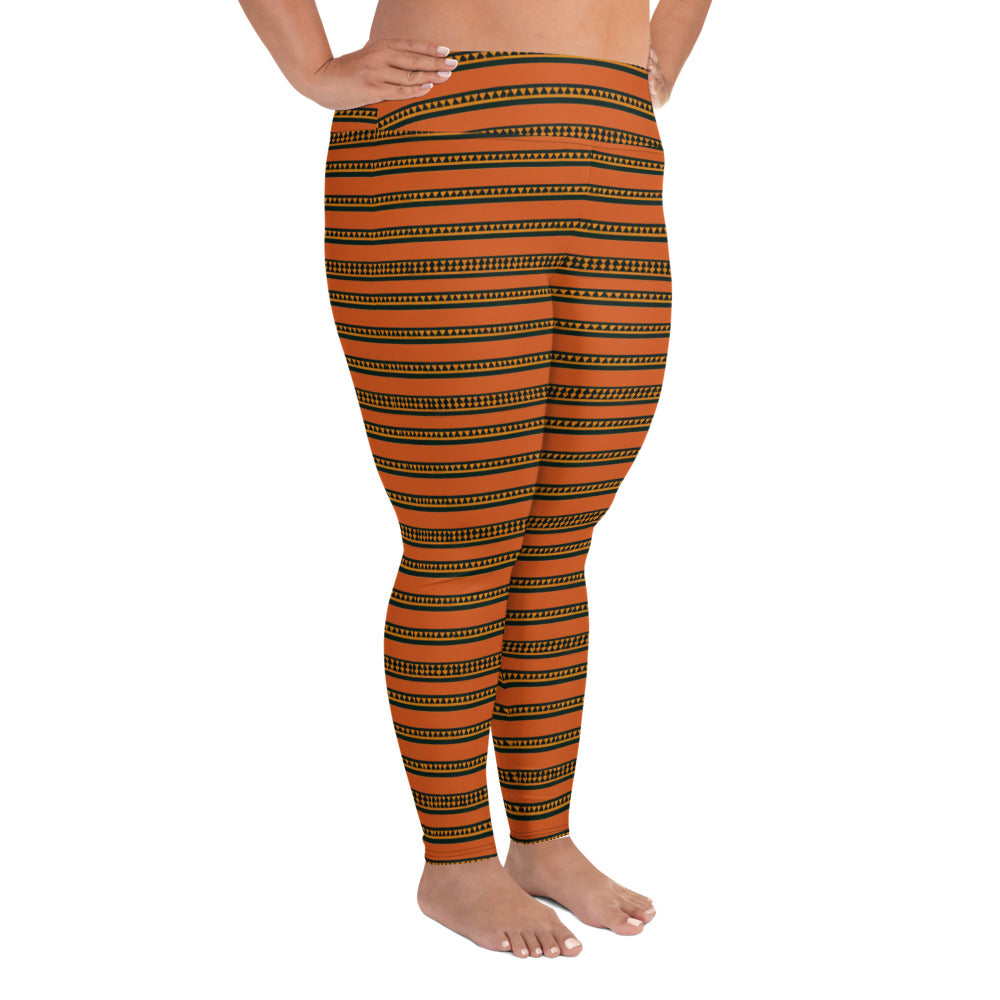 Timbuktu Tangerine Tapestry Plus Size Leggings