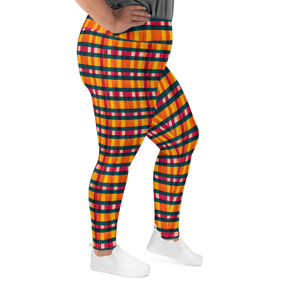 Tropical Fiesta Plaid Plus Size Leggings