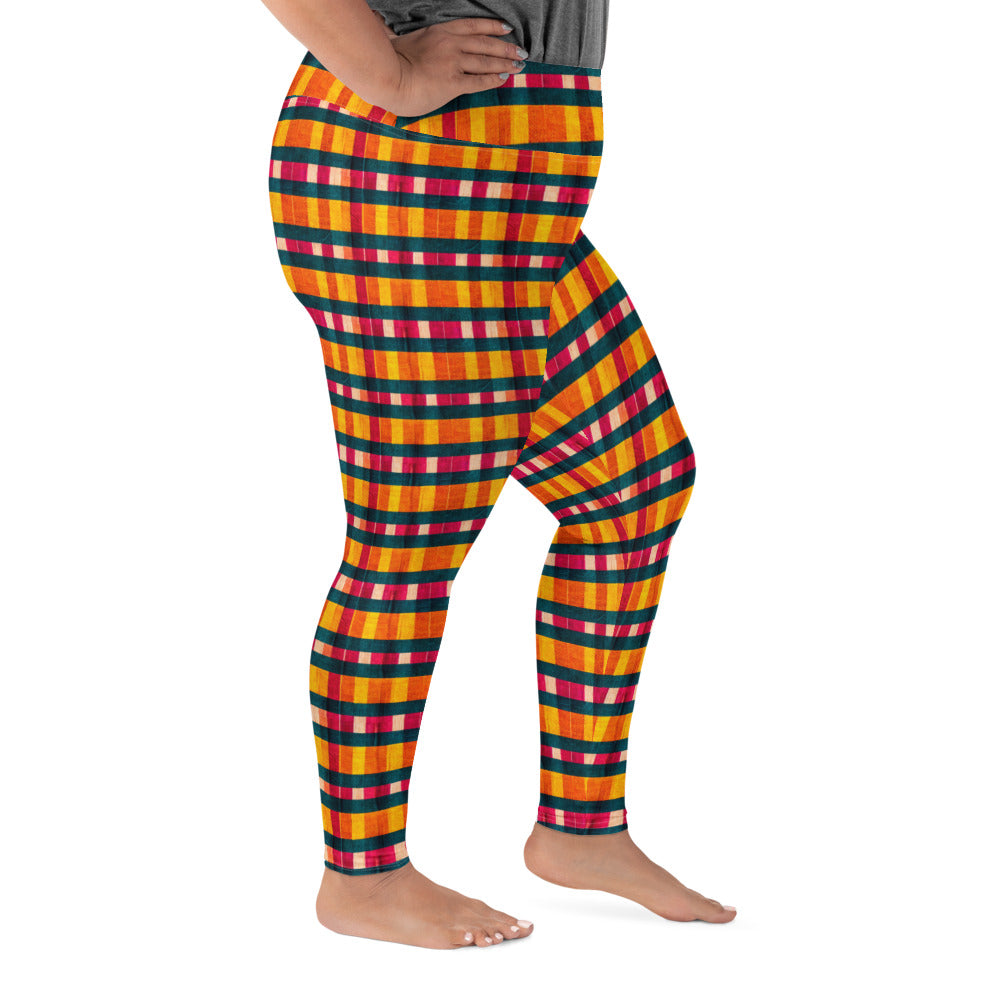 Tropical Fiesta Plaid Plus Size Leggings