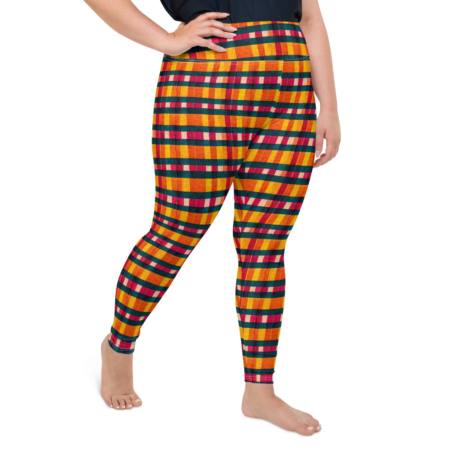 Tropical Fiesta Plaid Plus Size Leggings