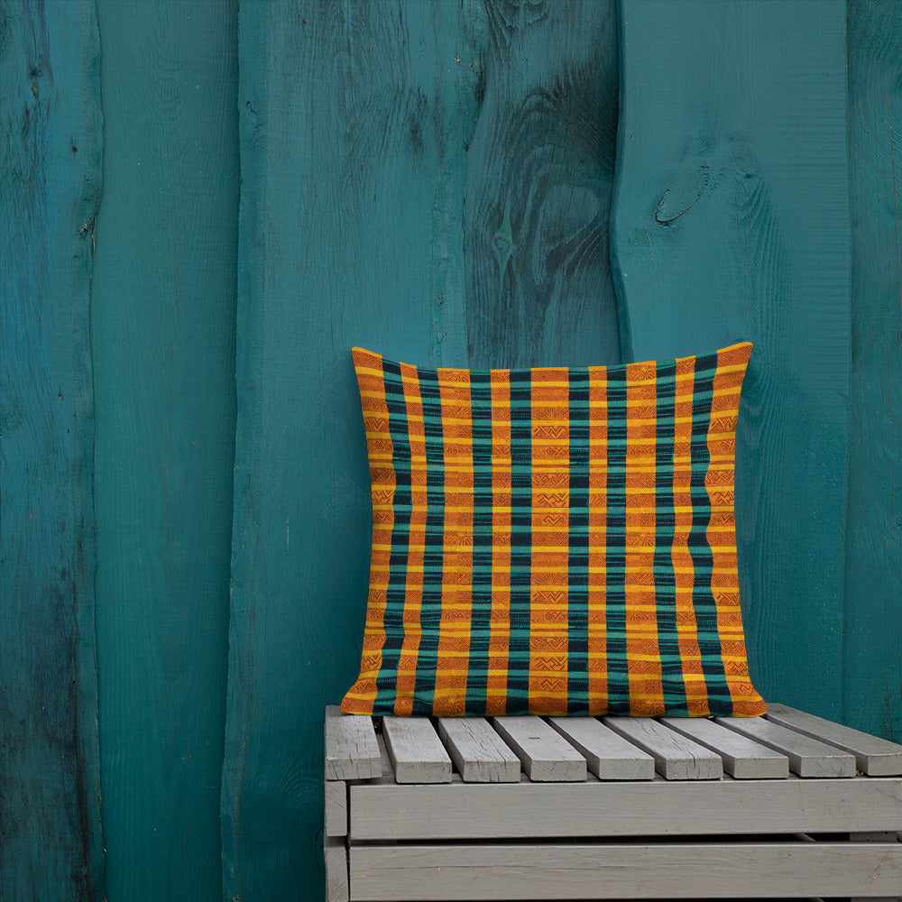 Teal & Tangerine Tapestry Premium Pillow