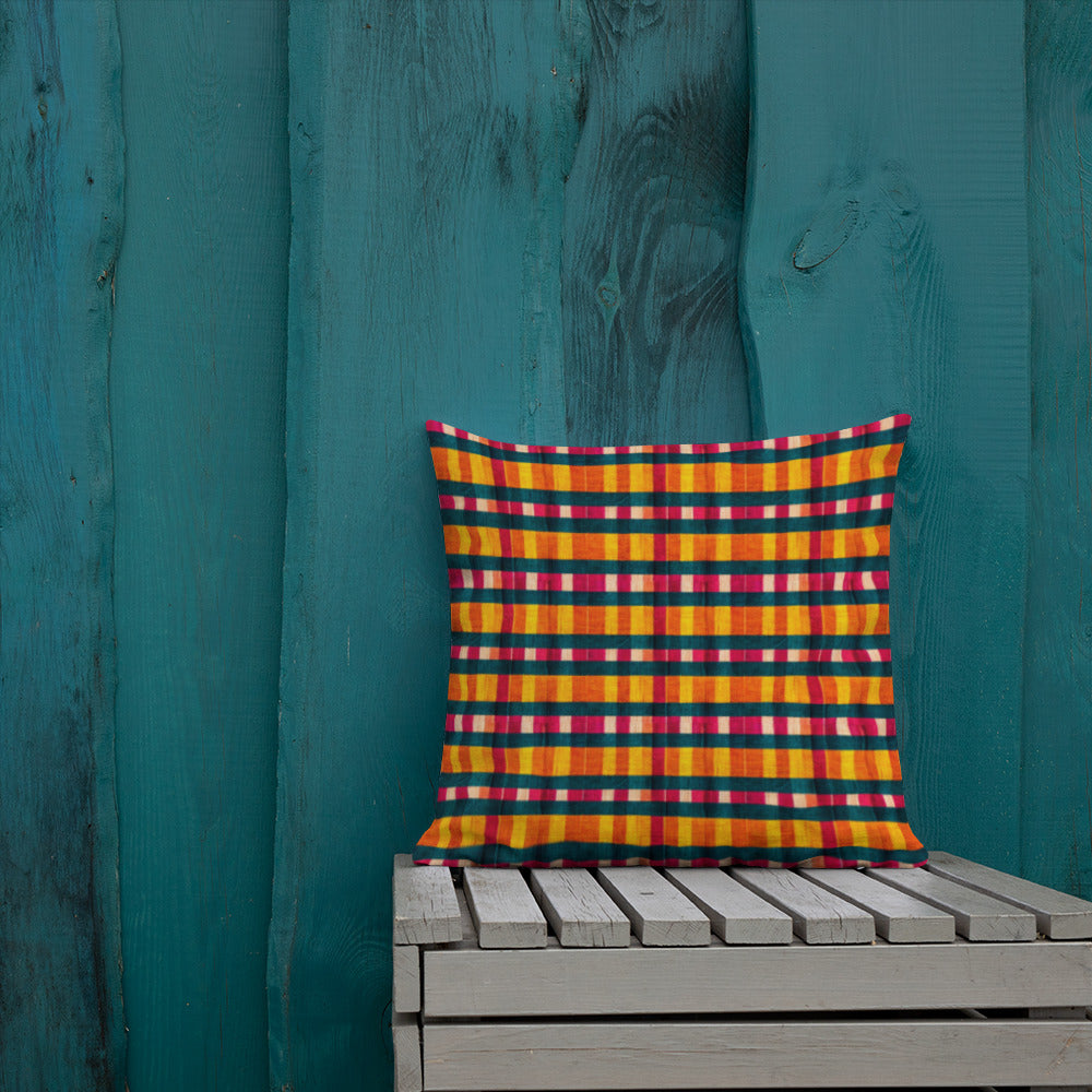 Tropical Fiesta Plaid Premium Pillow