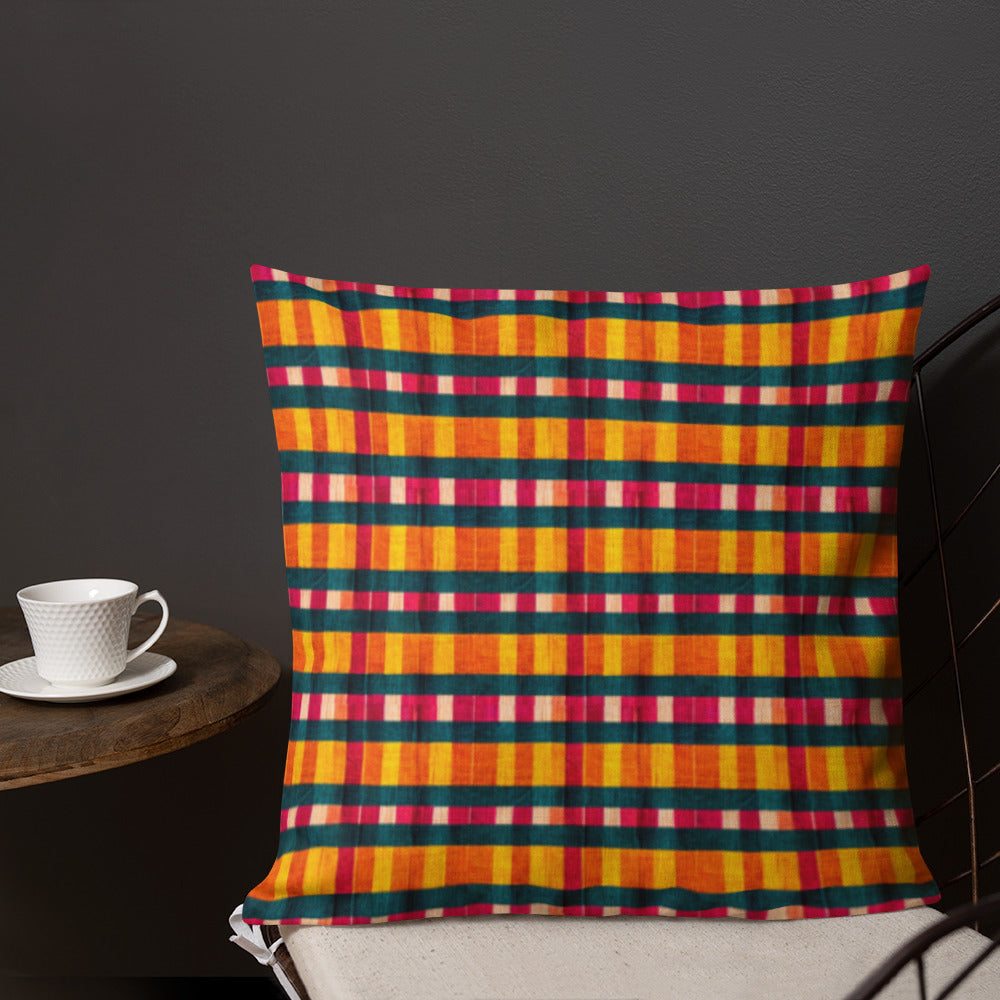 Tropical Fiesta Plaid Premium Pillow