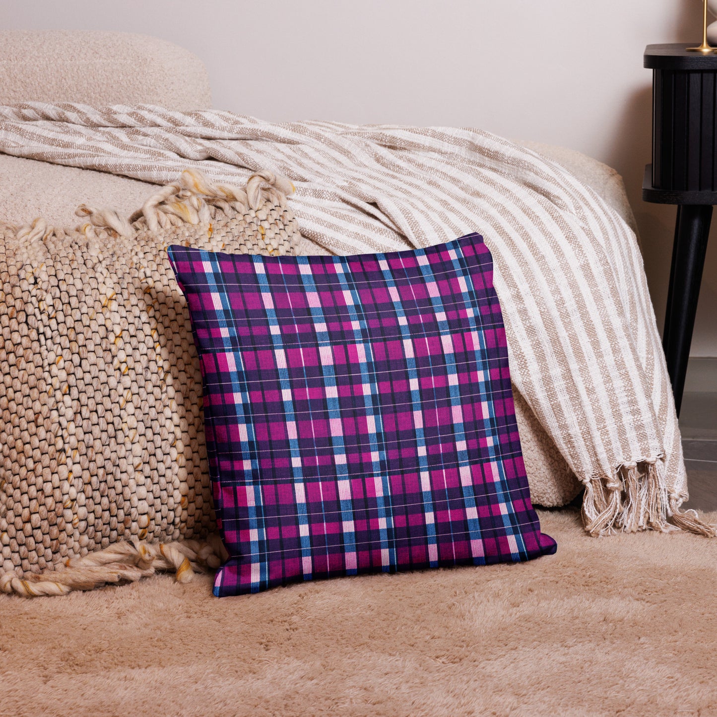 Fuchsia Fusion Check Premium Pillow