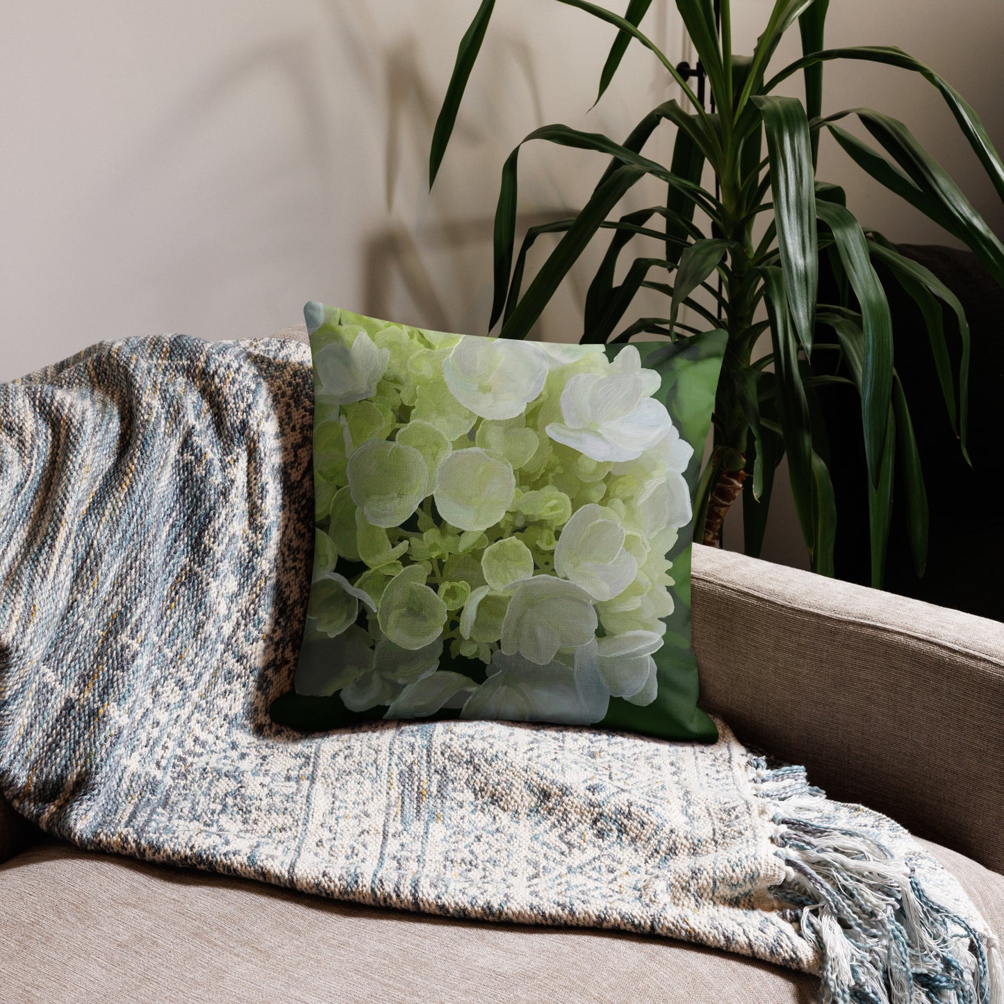 Jose’s White Hydrangea Premium Pillow