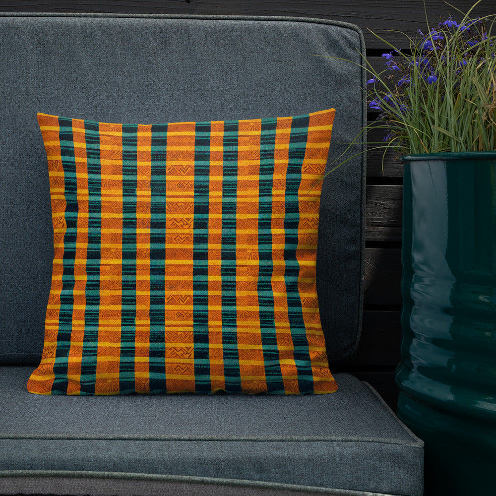 Teal & Tangerine Tapestry Premium Pillow