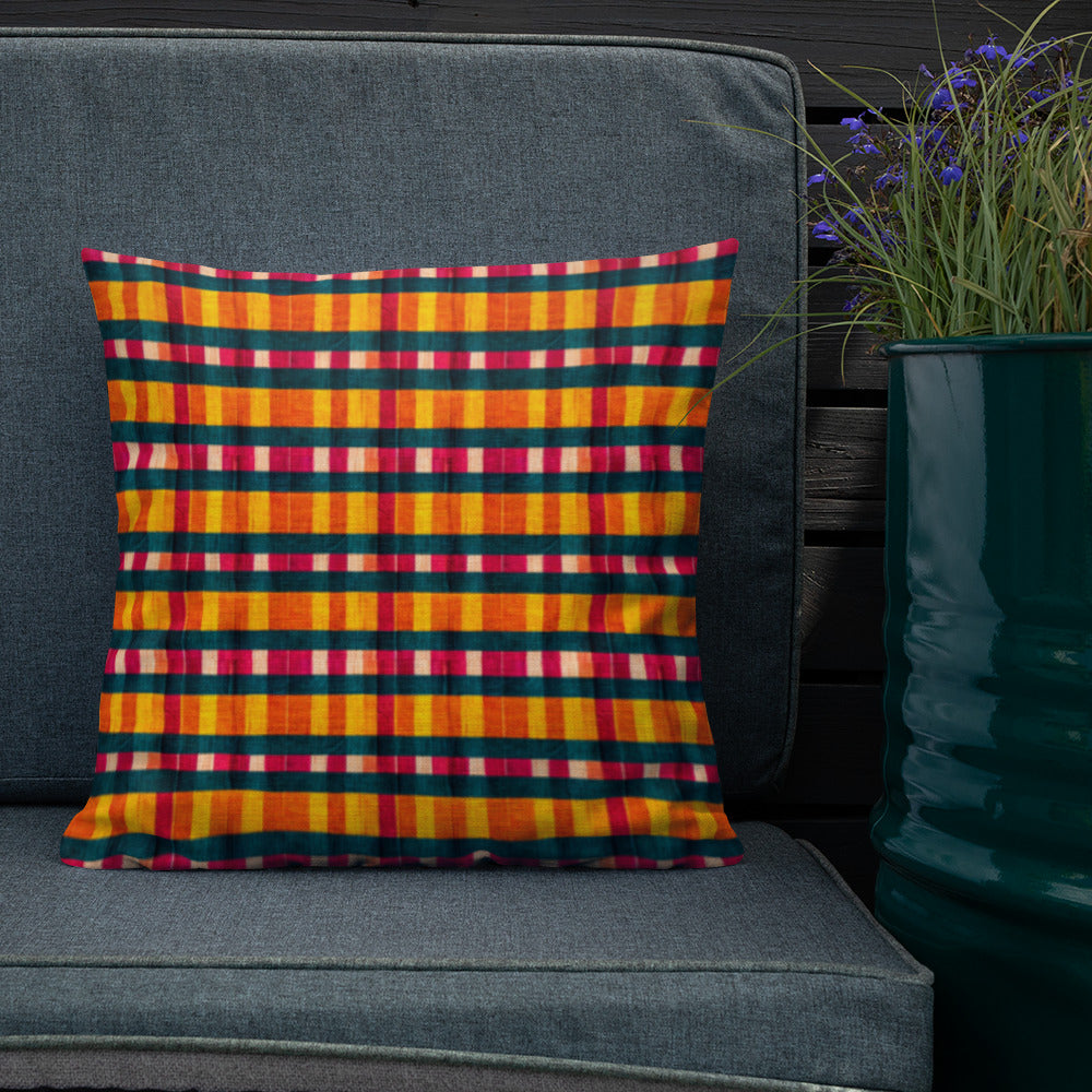 Tropical Fiesta Plaid Premium Pillow