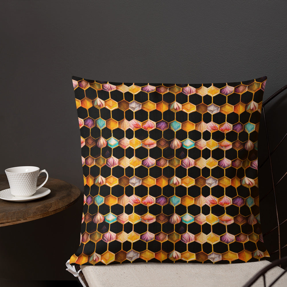 Beehive Lattice Love Premium Pillow