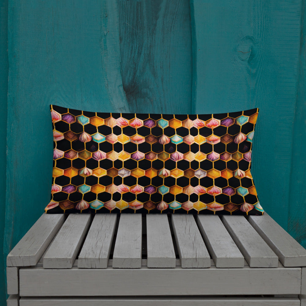 Beehive Lattice Love Premium Pillow