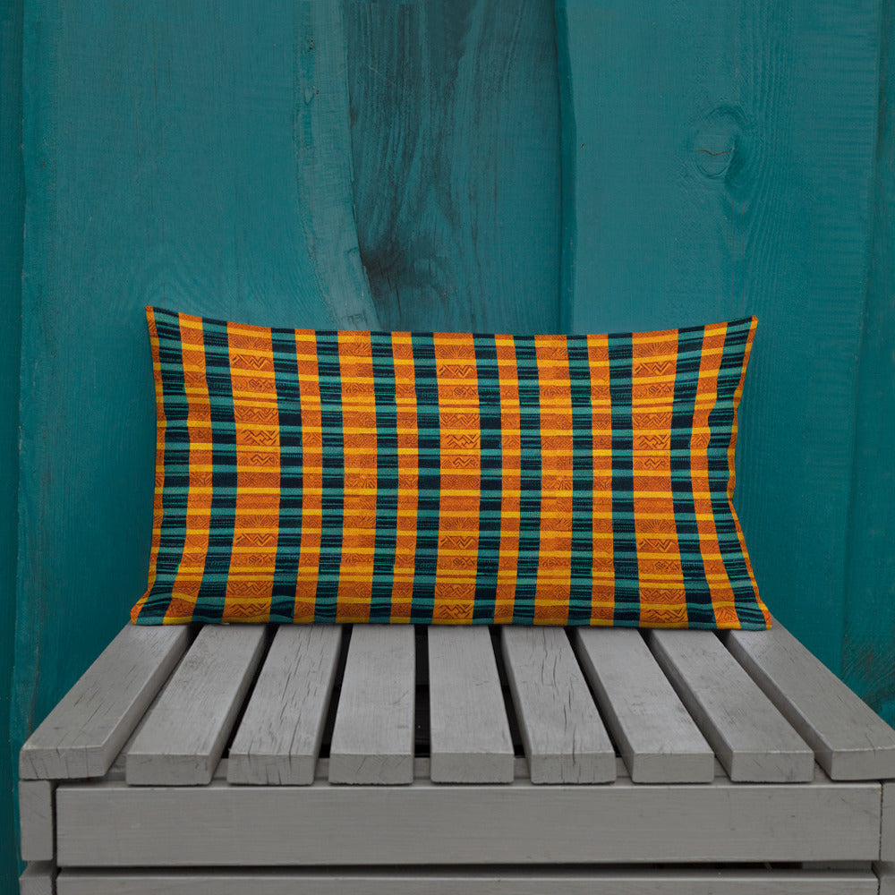 Teal & Tangerine Tapestry Premium Pillow