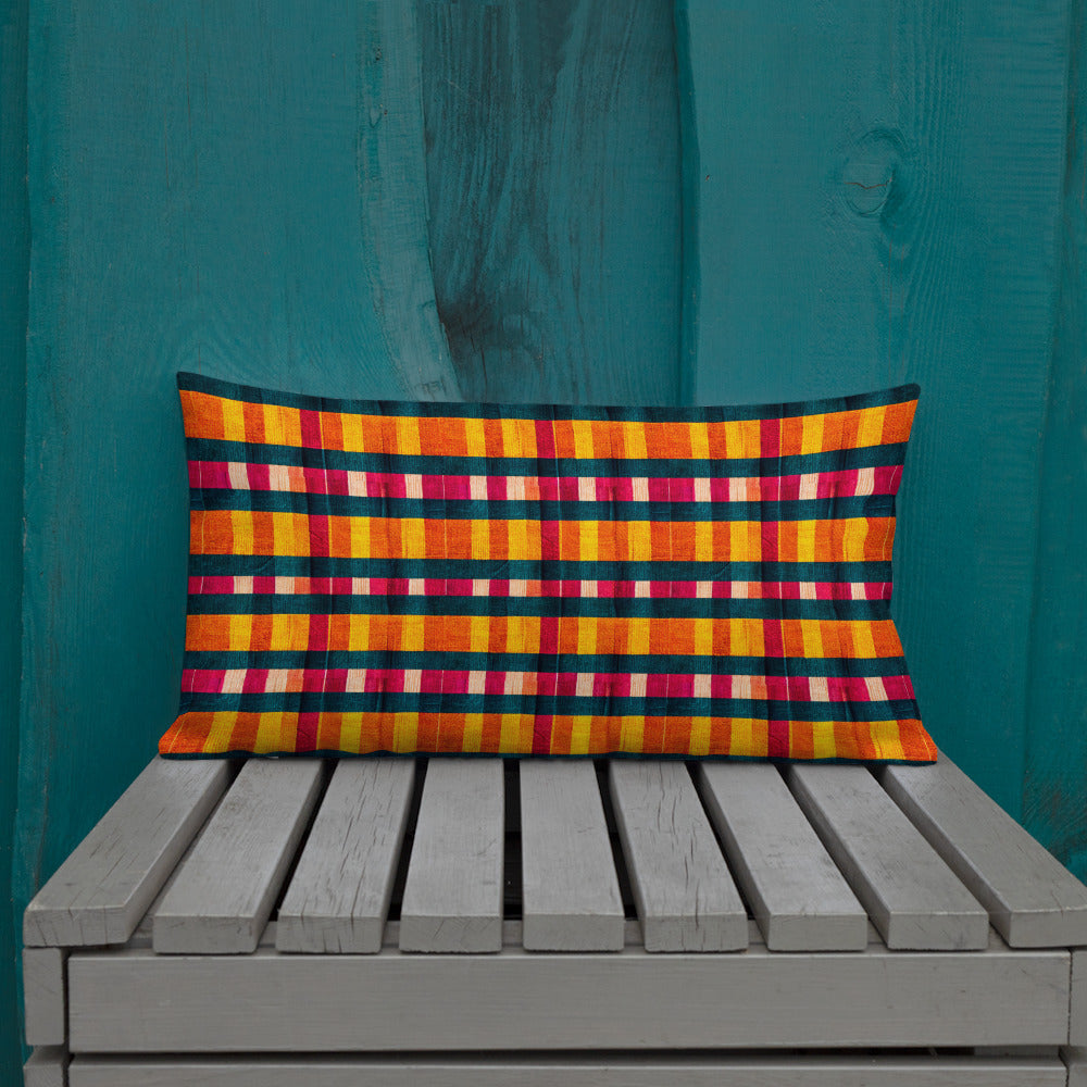 Tropical Fiesta Plaid Premium Pillow