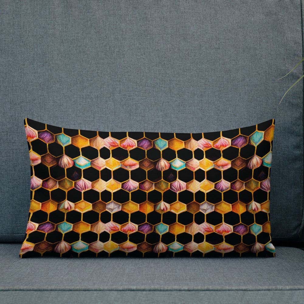 Beehive Lattice Love Premium Pillow