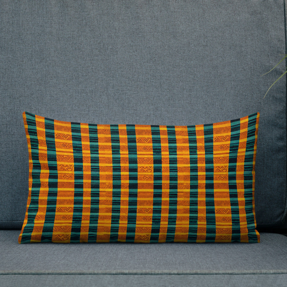 Teal & Tangerine Tapestry Premium Pillow