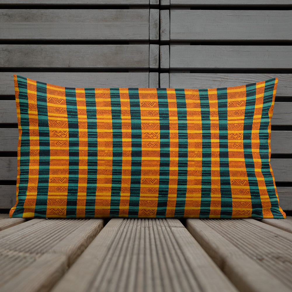 Teal & Tangerine Tapestry Premium Pillow