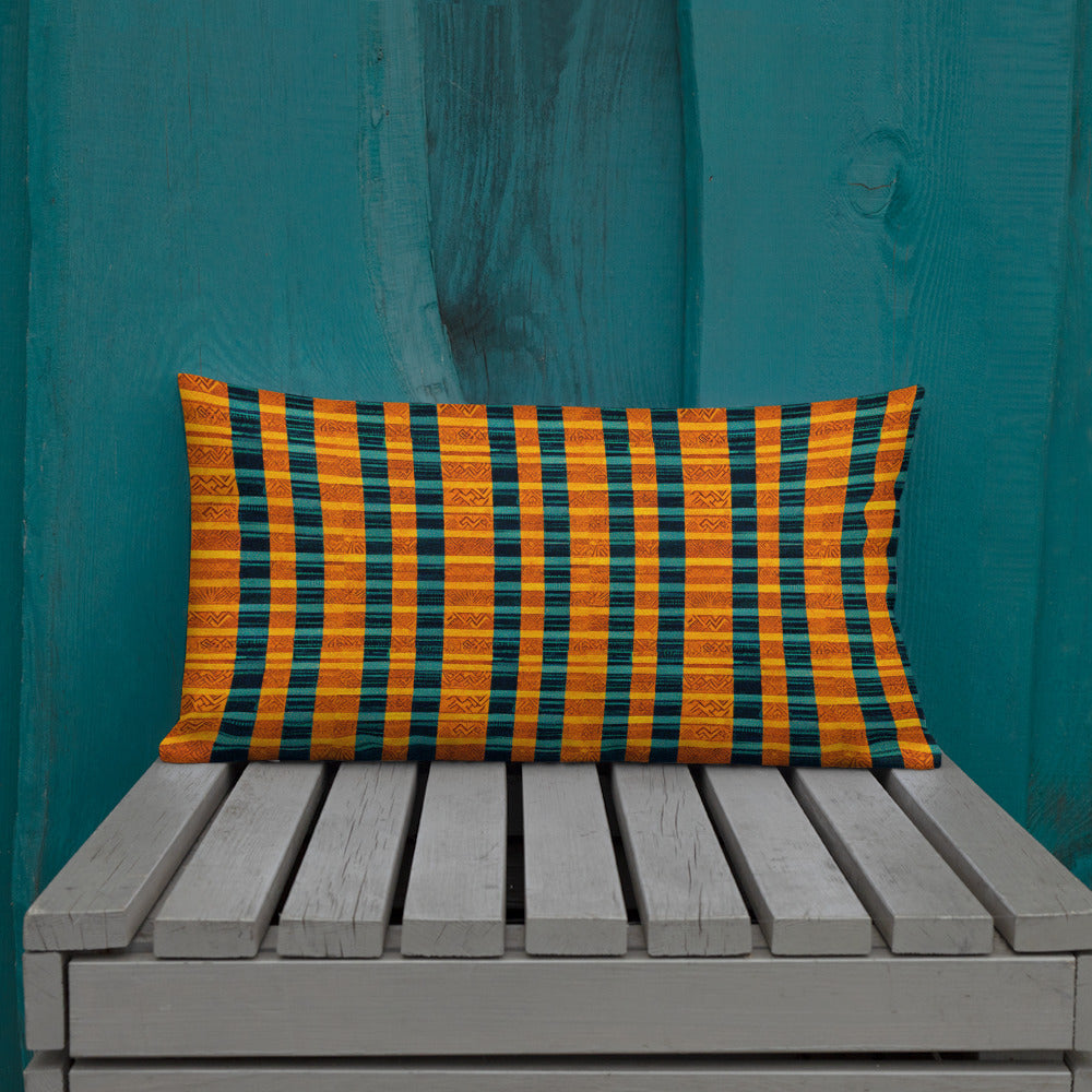 Teal & Tangerine Tapestry Premium Pillow