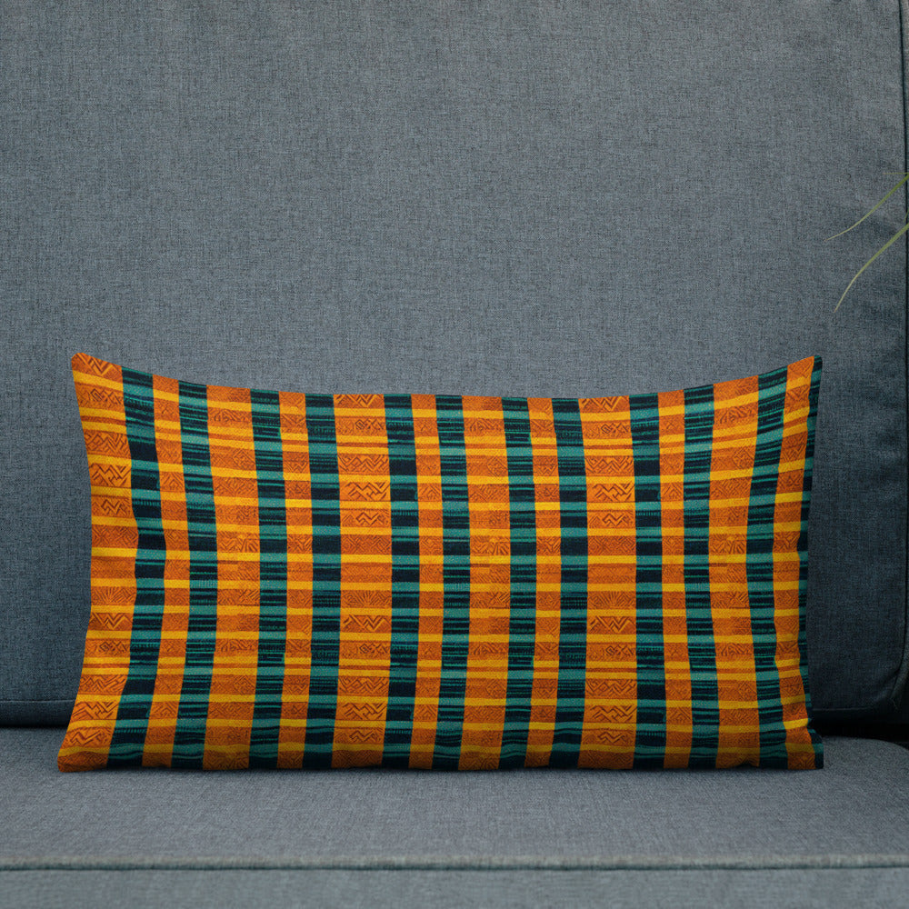 Teal & Tangerine Tapestry Premium Pillow