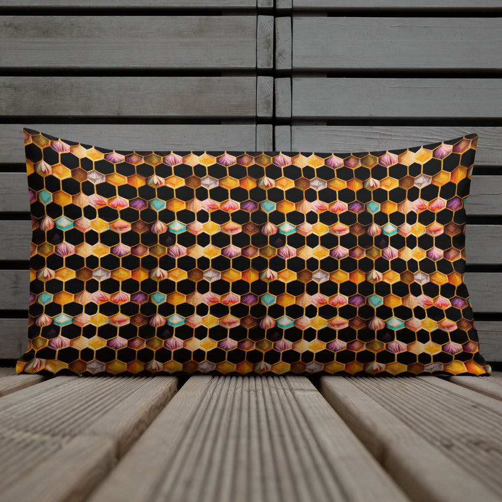 Beehive Lattice Love Premium Pillow